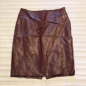 Faux leather burgundy pencil skirt